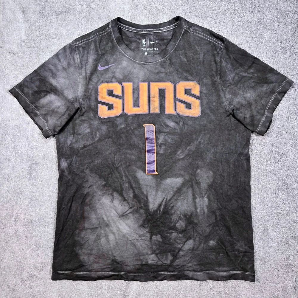 Nike‎ Phoenix Suns Devin Booker Mens Large Black Tie Dye NBA T-Shirt Good CV8548